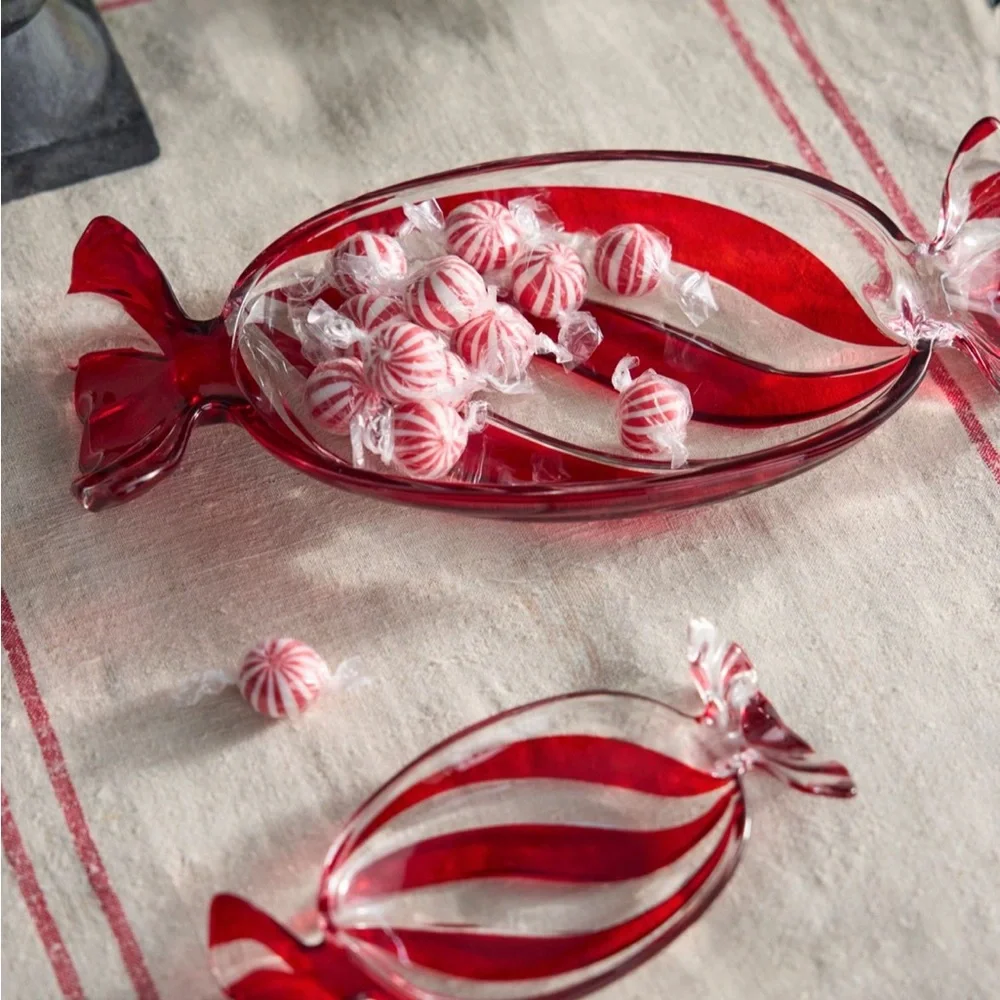 Striped Glass Candy Dish~ • Large: 1.8